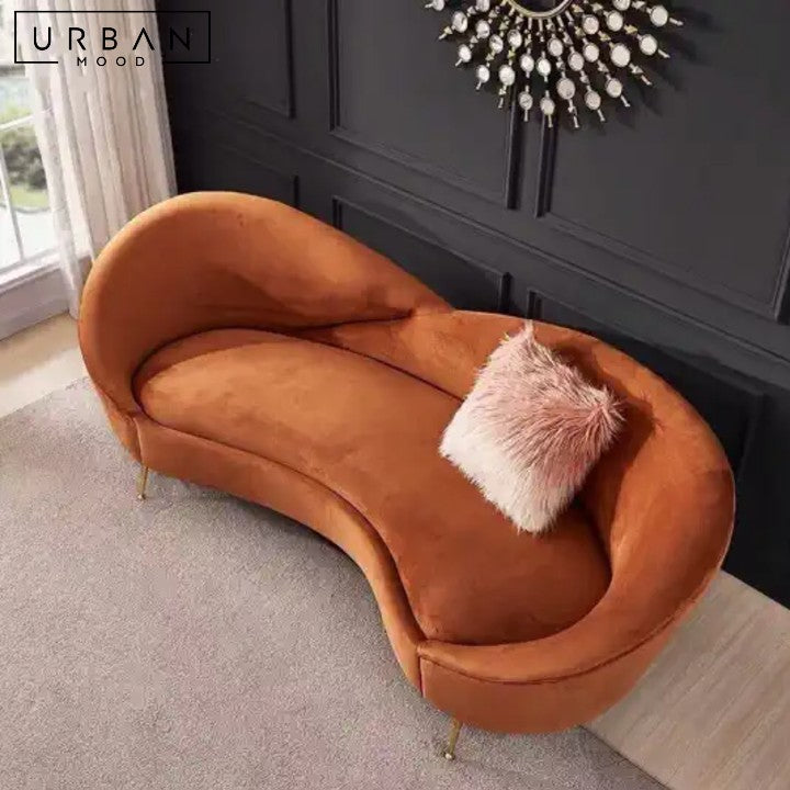 AWEKE Modern Curved Velvet Sofa