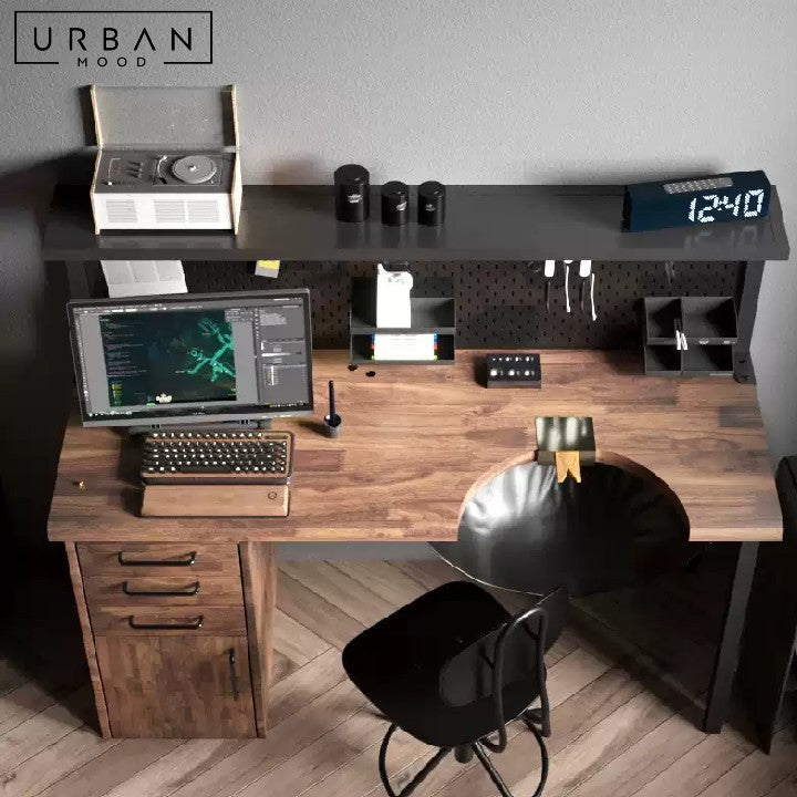 BACHA Industrial Solid Wood Study Table