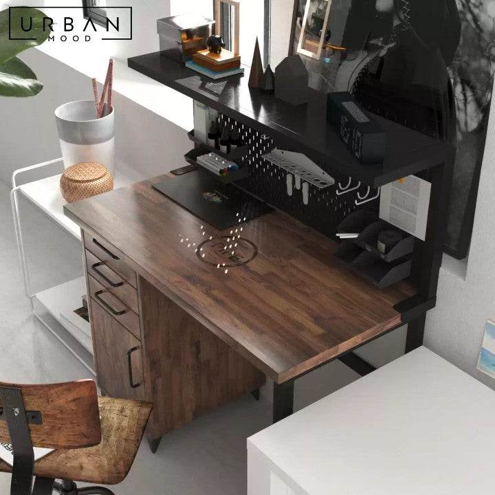 BACHA Industrial Solid Wood Study Table