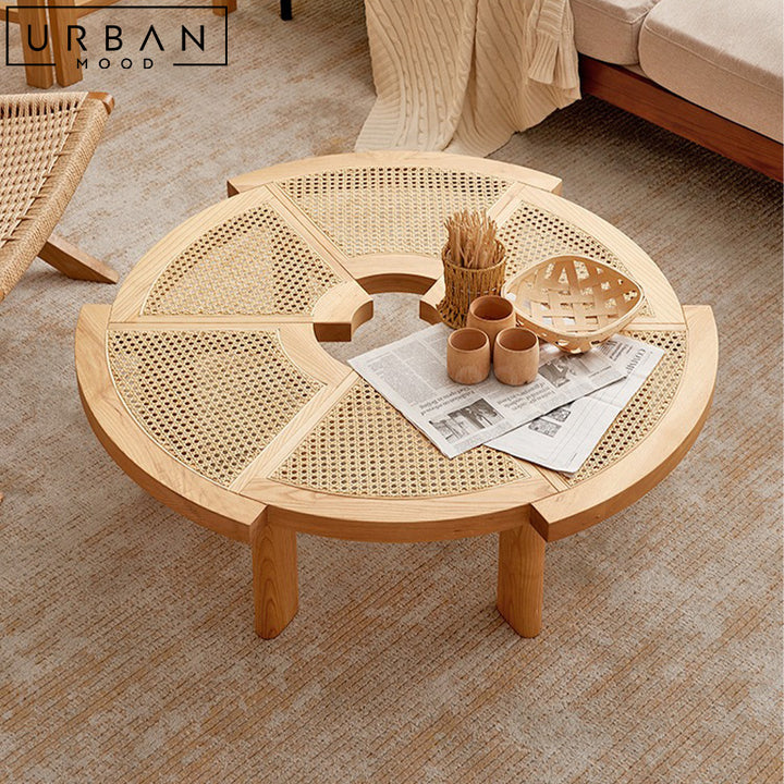 BLAKY Rustic Rattan Coffee Table