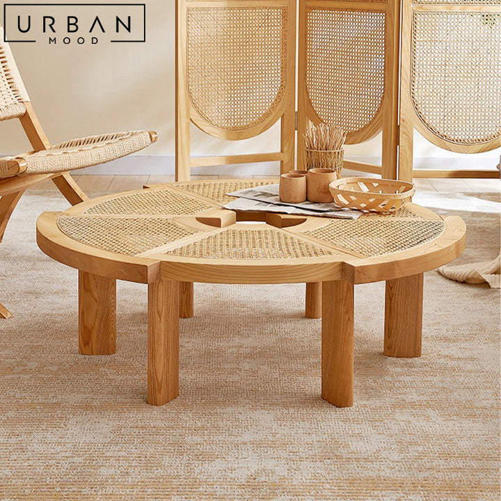 BLAKY Rustic Rattan Coffee Table