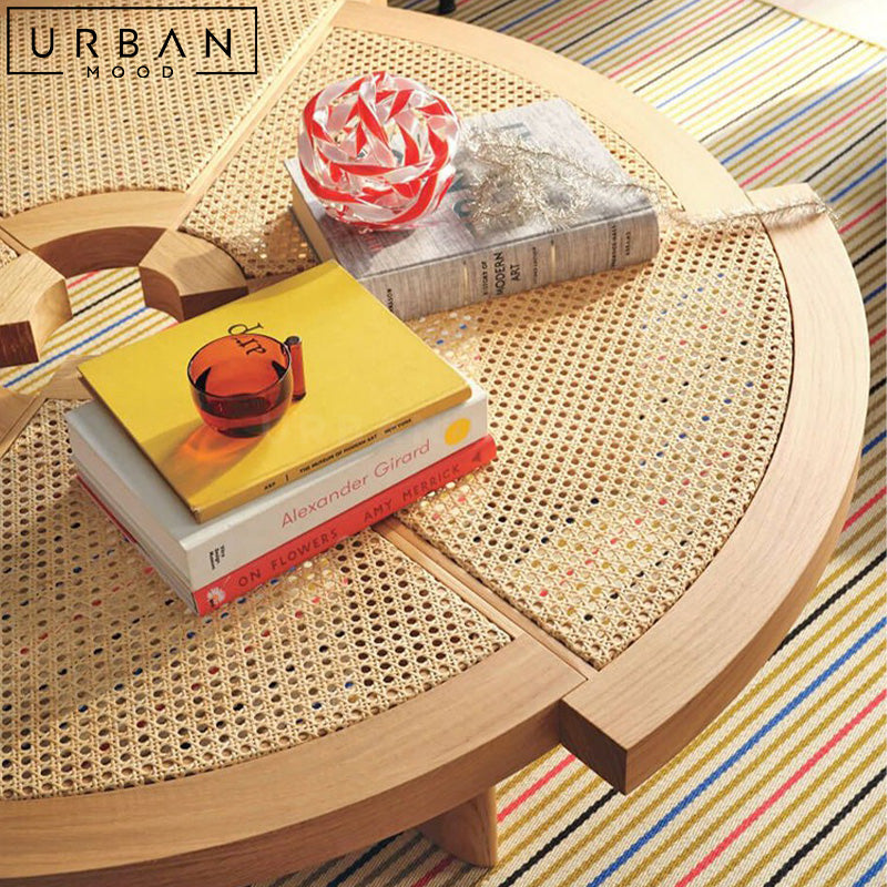 BLAKY Rustic Rattan Coffee Table