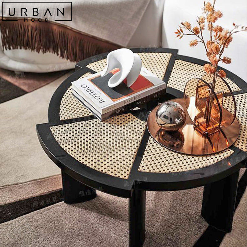 BLAKY Rustic Rattan Coffee Table