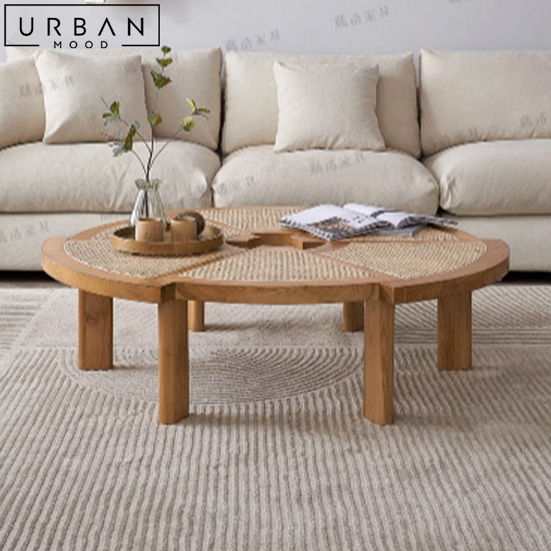 BLAKY Rustic Rattan Coffee Table