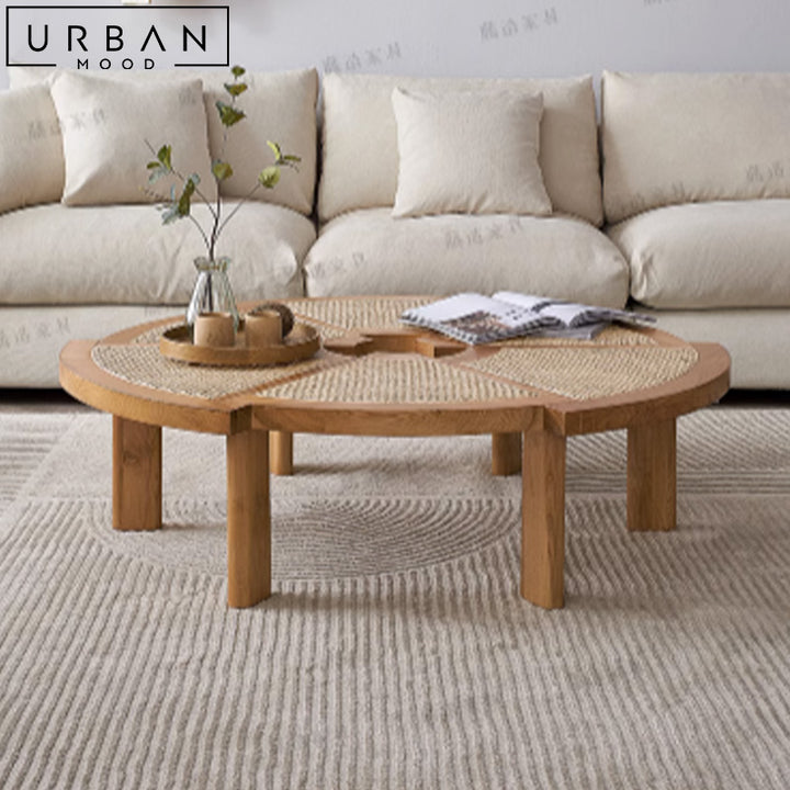 BLAKY Rustic Rattan Coffee Table
