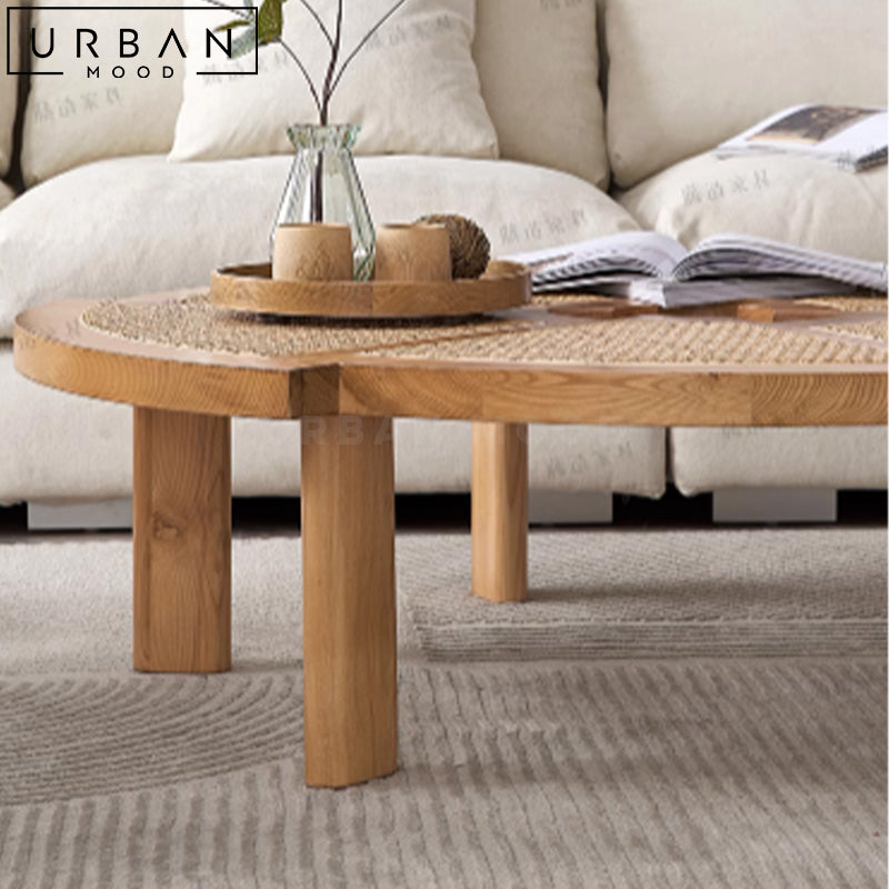 BLAKY Rustic Rattan Coffee Table