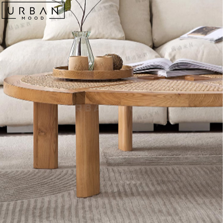 BLAKY Rustic Rattan Coffee Table