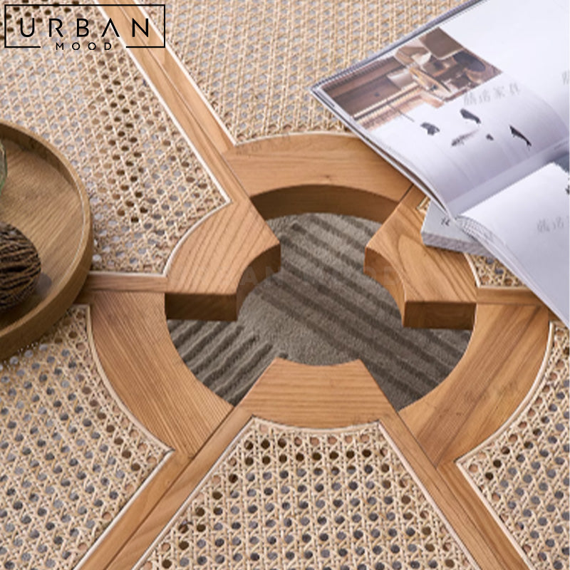 BLAKY Rustic Rattan Coffee Table