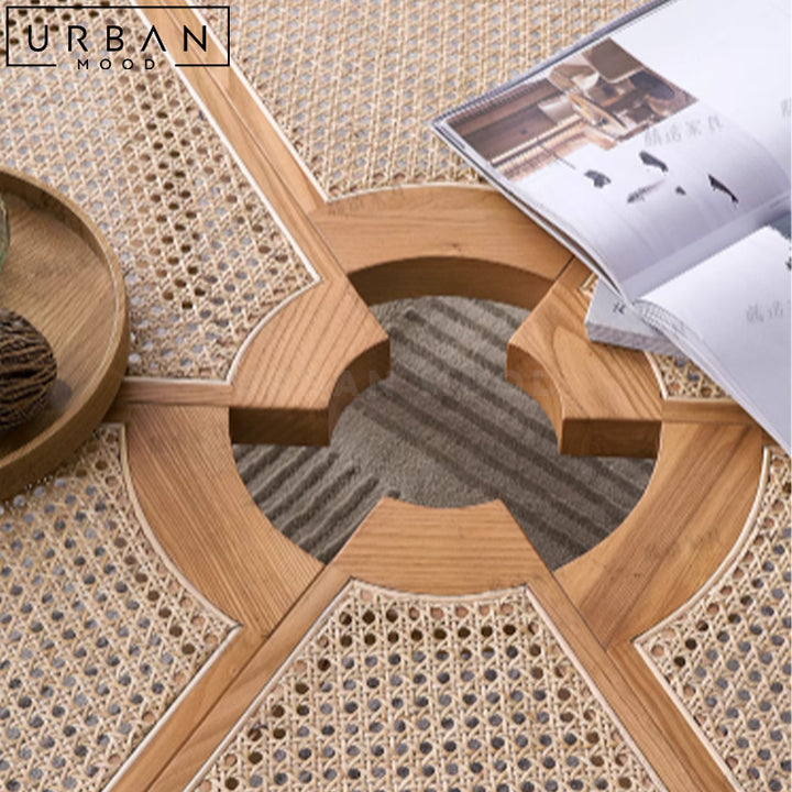BLAKY Rustic Rattan Coffee Table