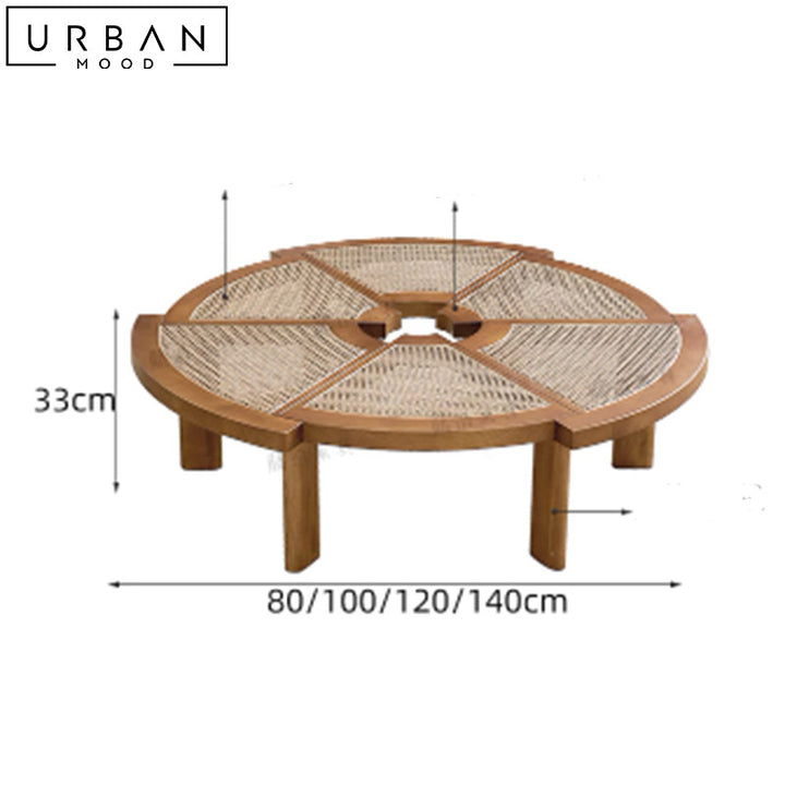 BLAKY Rustic Rattan Coffee Table