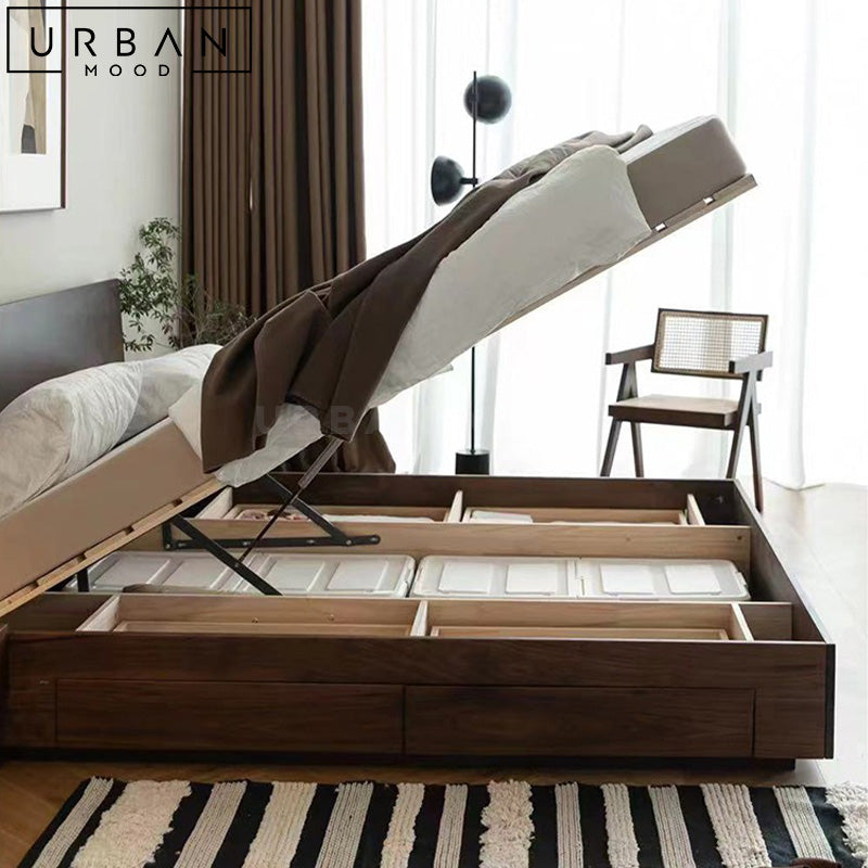 BORIS Modern Solid Wood Storage Bedframe
