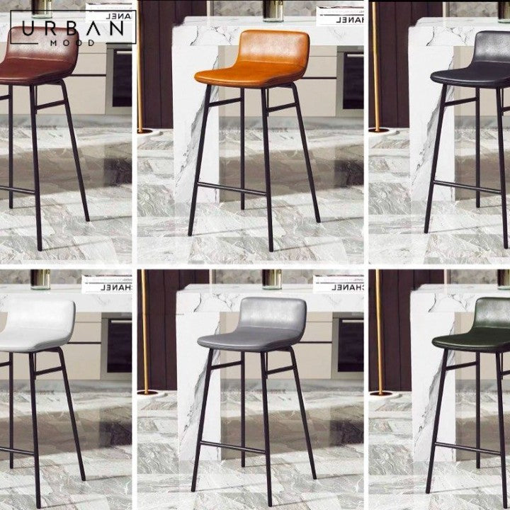 BOURKE Modern Leather Bar Stool