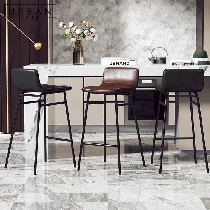 BOURKE Modern Leather Bar Stool