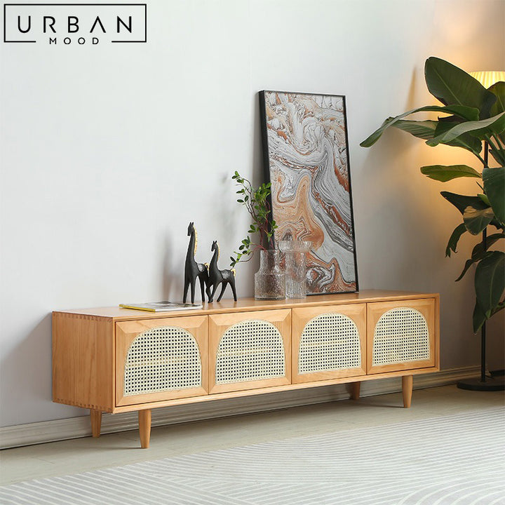 CARLE Rustic Rattan TV Console