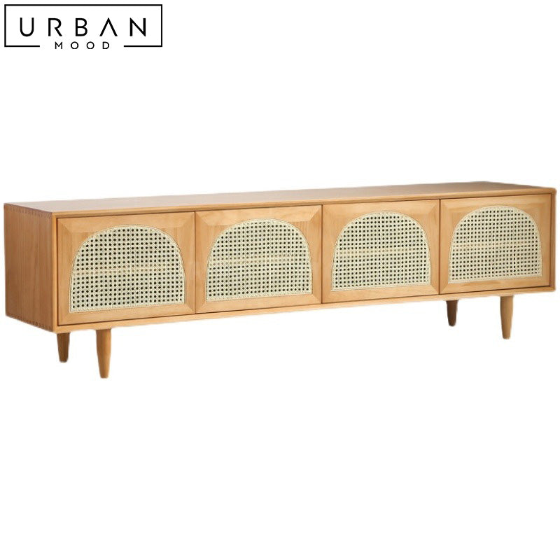 CARLE Rustic Rattan TV Console