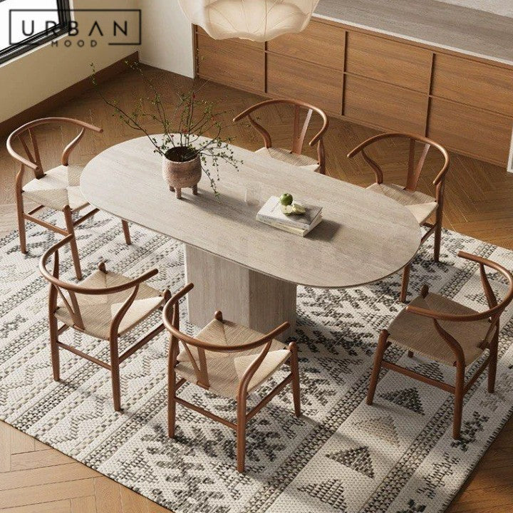DARLY Modern Travertine Dining Table
