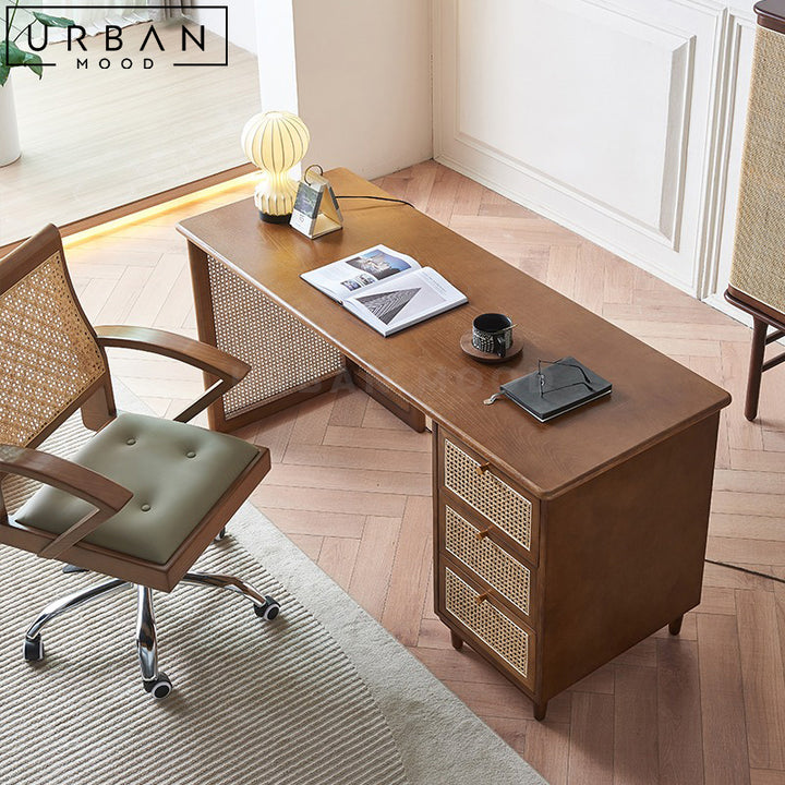 DIRK Rustic Rattan Study Table