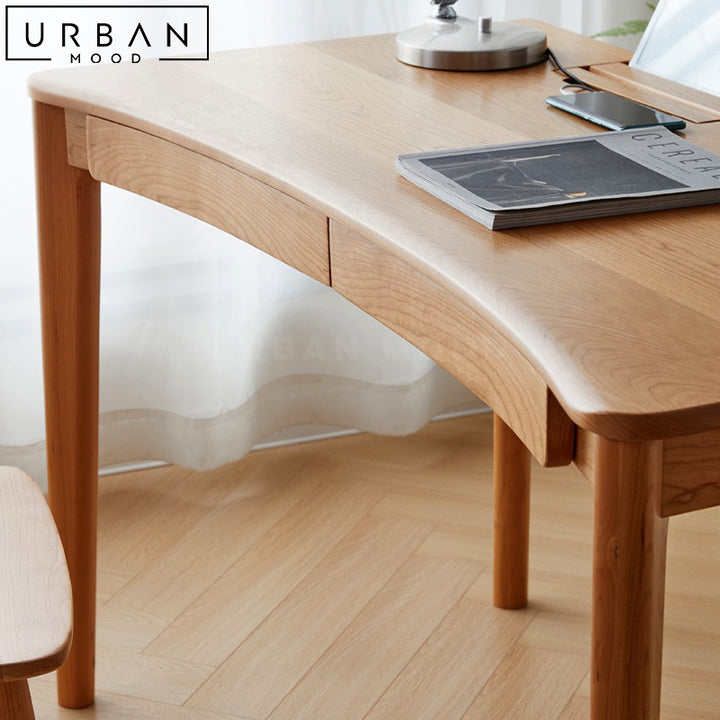 DONNIE Japandi Solid Wood Study Table