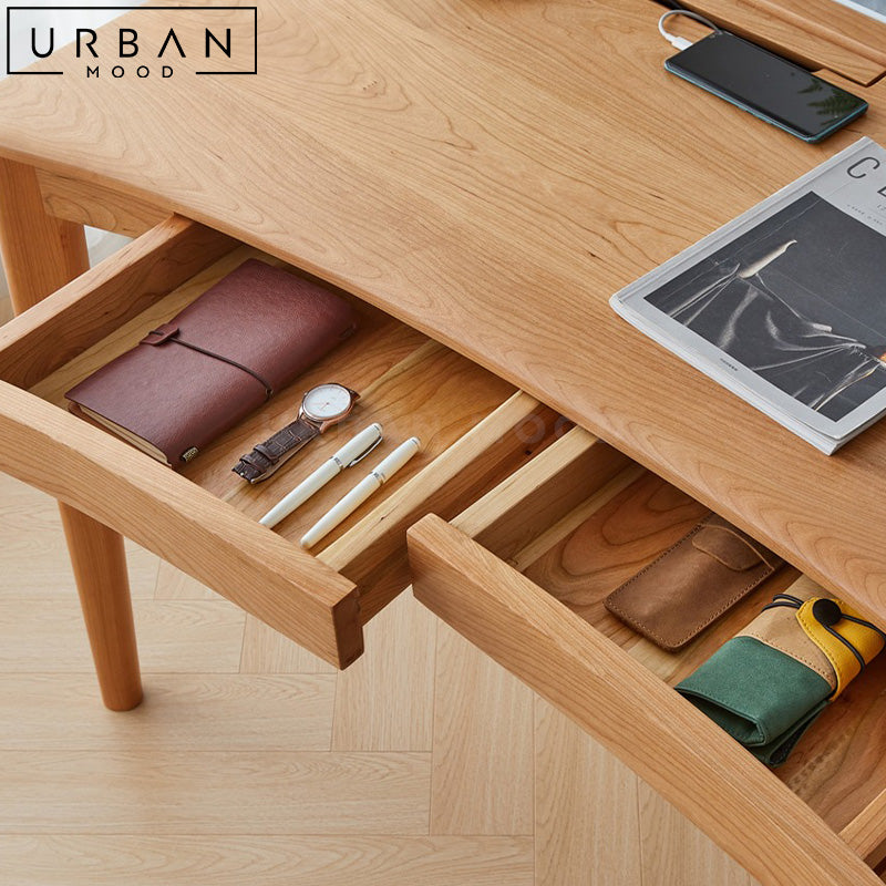 DONNIE Japandi Solid Wood Study Table