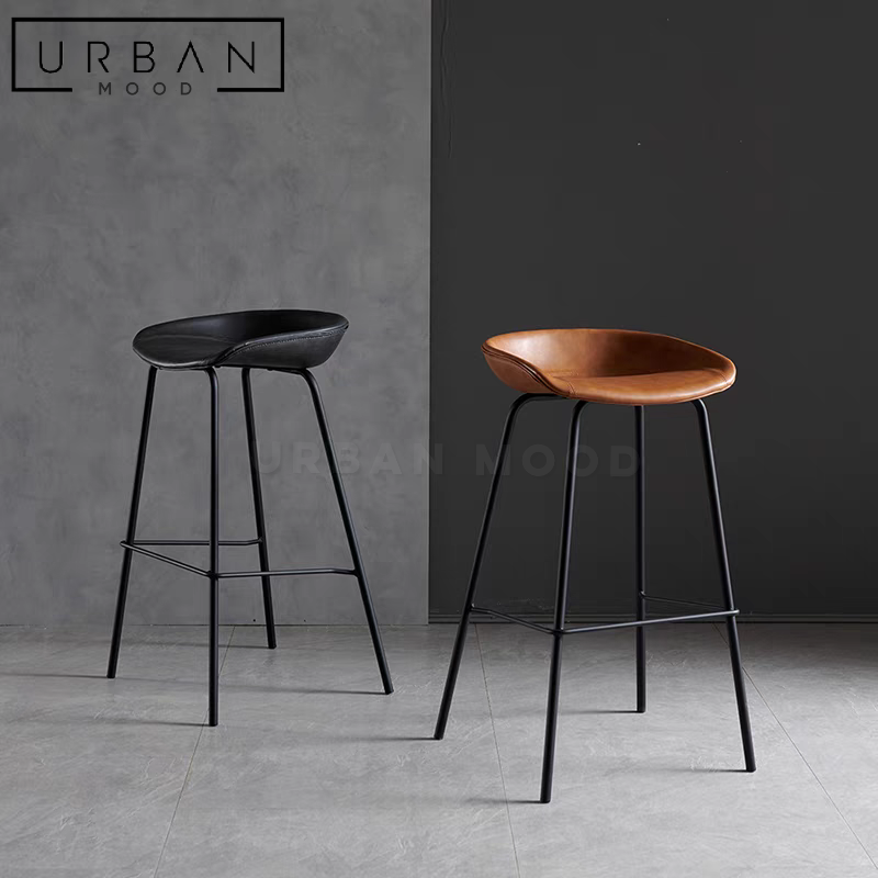 DONNY Modern Industrial Leather Bar Stool Urban Mood