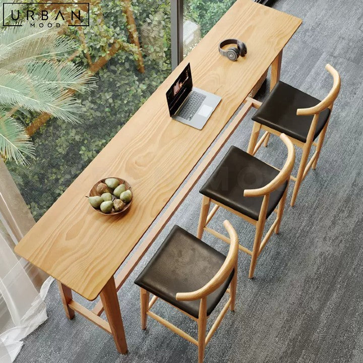 GRAMA Scandinavian Solid Wood Bar Table
