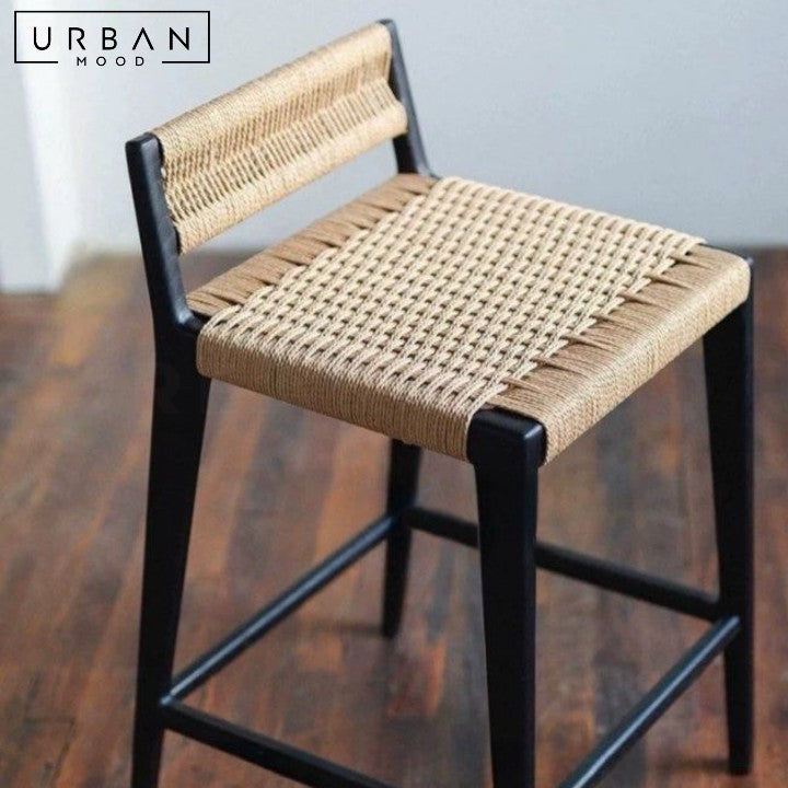 ILONA Rustic Rattan Bar Stool