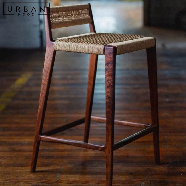 ILONA Rustic Rattan Bar Stool