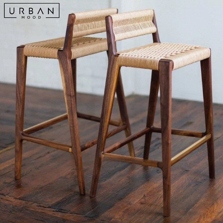 ILONA Rustic Rattan Bar Stool