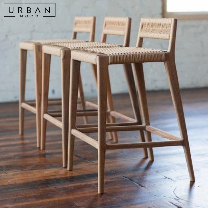 ILONA Rustic Rattan Bar Stool
