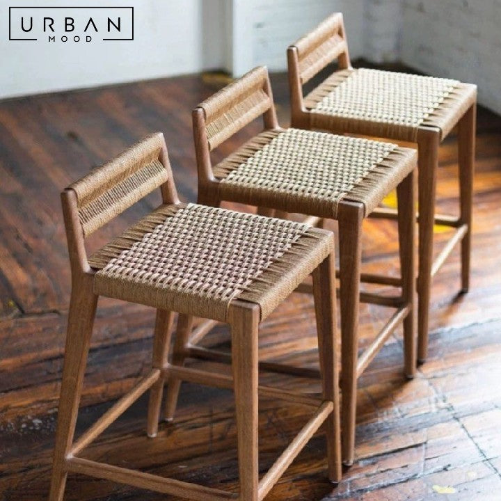 ILONA Rustic Rattan Bar Stool