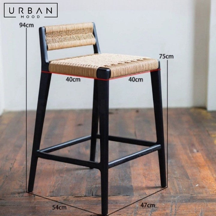 ILONA Rustic Rattan Bar Stool
