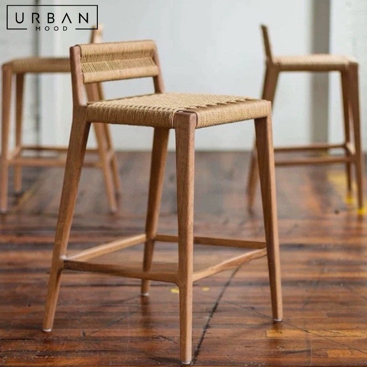 ILONA Rustic Rattan Bar Stool
