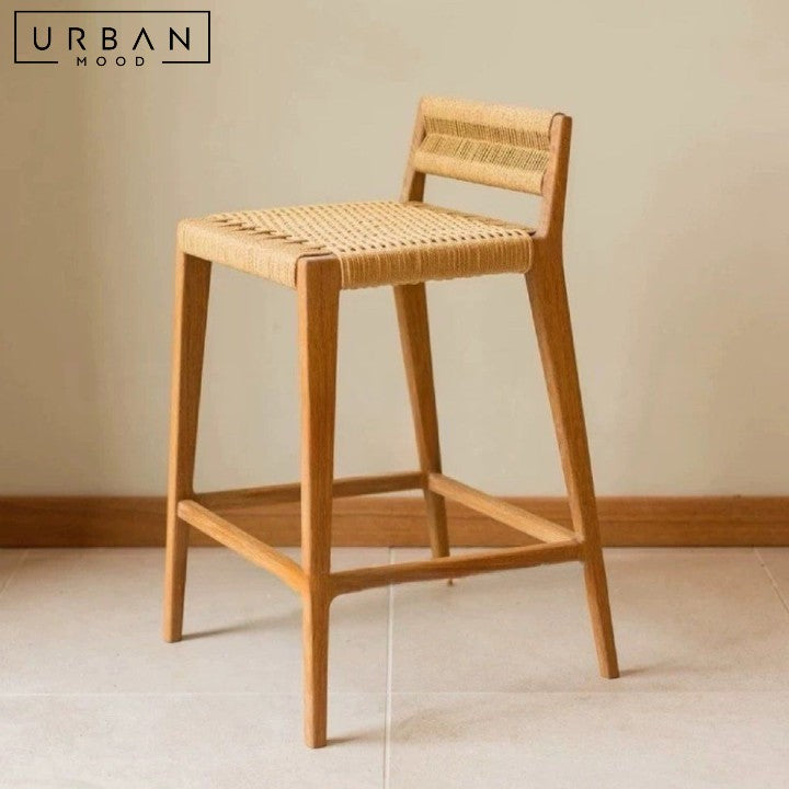 ILONA Rustic Rattan Bar Stool