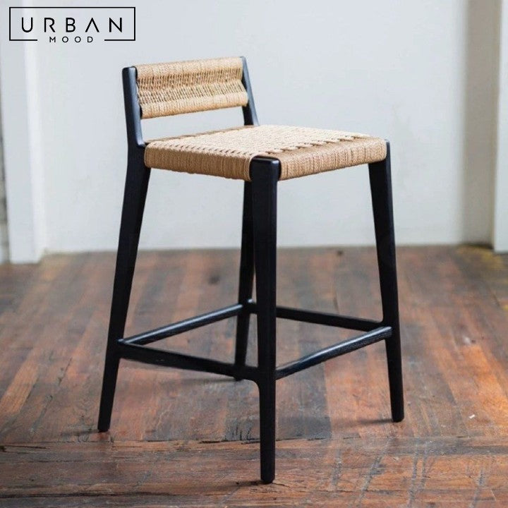 ILONA Rustic Rattan Bar Stool