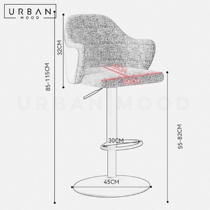 KENDI Modern Fabric Bar Stool