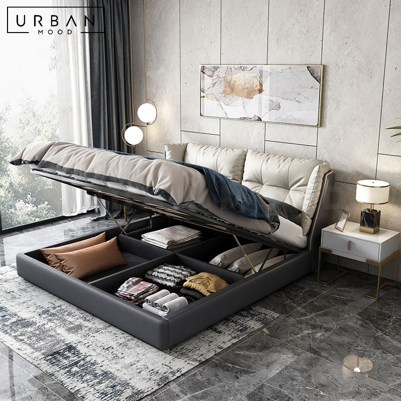 KLAN Modern Leather Storage Bedframe