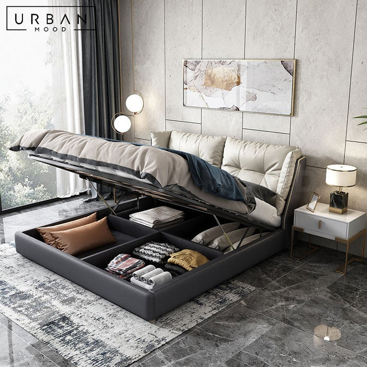 KLAN Modern Leather Storage Bedframe