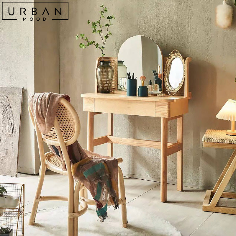 LINDSY Japandi Solid Wood Vanity Table
