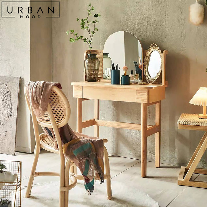 LINDSY Japandi Solid Wood Vanity Table