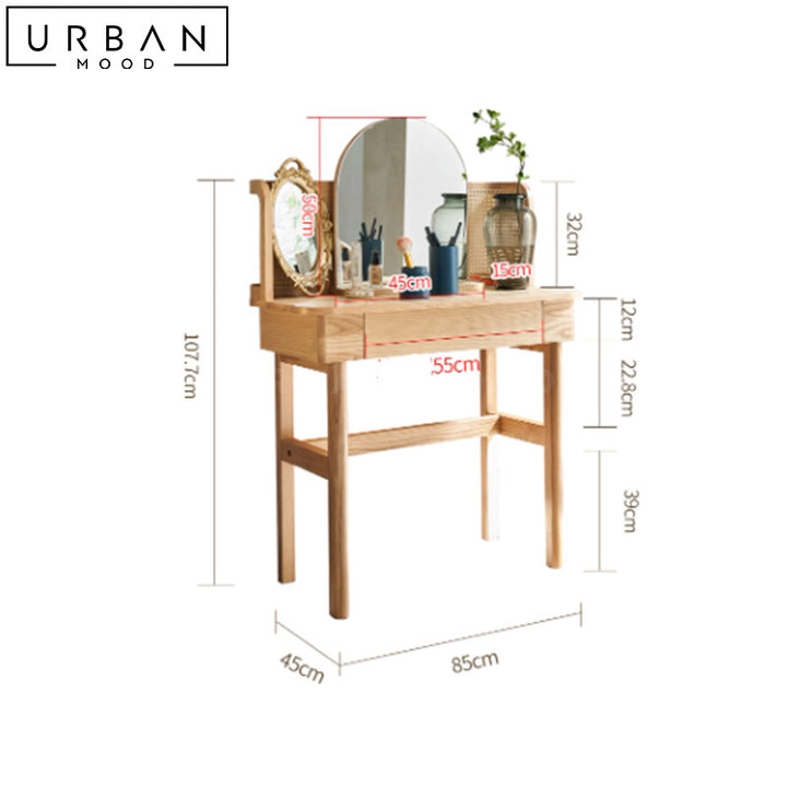 LINDSY Japandi Solid Wood Vanity Table