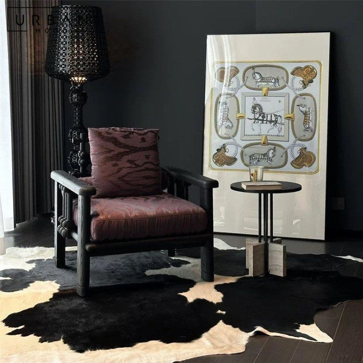 LUDMILA Mid-Century Solid Wood Lounge Chair