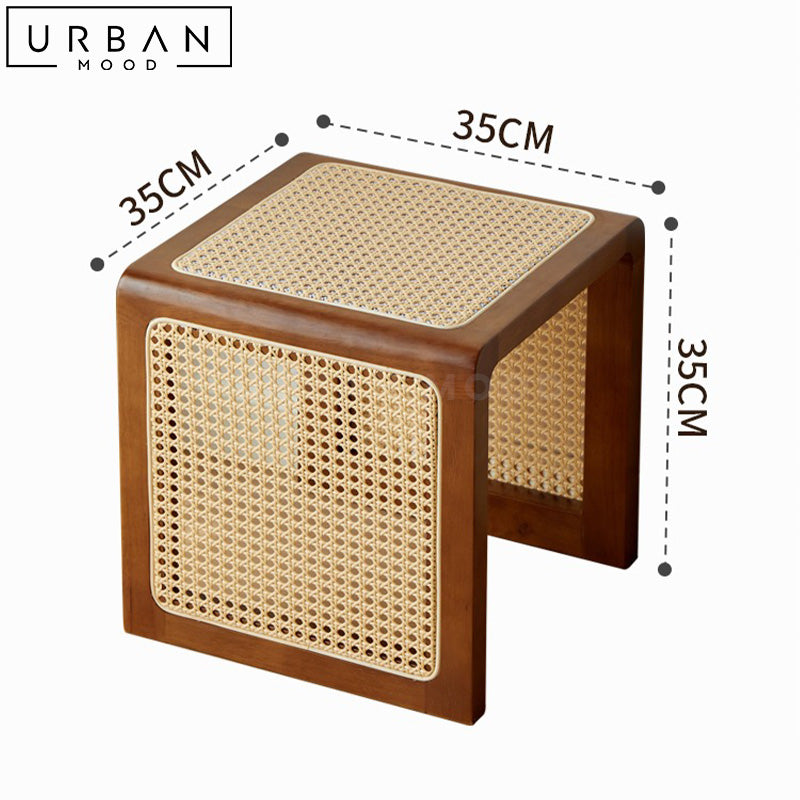 MAIS Rustic Rattan Side Table / Stool