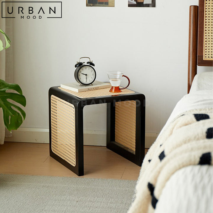 MAIS Rustic Rattan Side Table / Stool