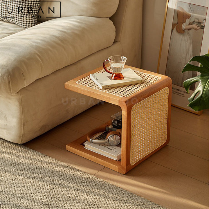 MAIS Rustic Rattan Side Table / Stool