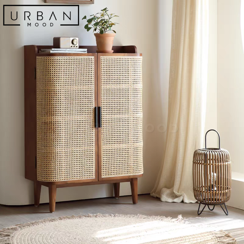 MORGAN Rustic Rattan Shoe Cabinet Urban Mood