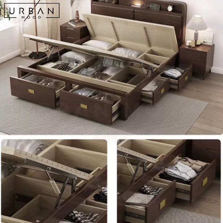 NAVO Modern Solid Wood Storage Bedframe