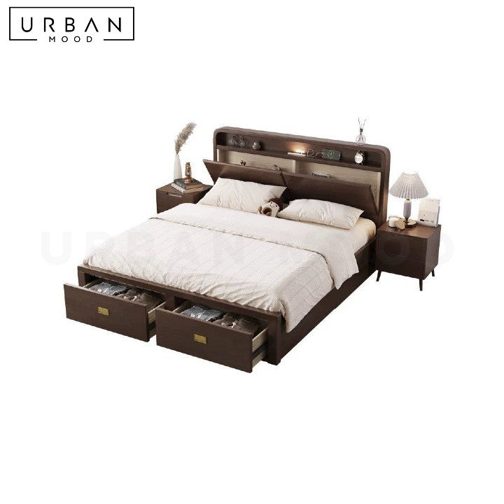 NAVO Modern Solid Wood Storage Bedframe