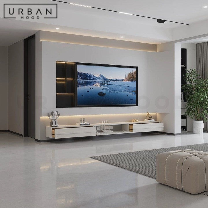 NILDA Modern Solid Wood Floating TV Console