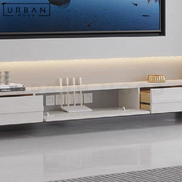 NILDA Modern Solid Wood Floating TV Console