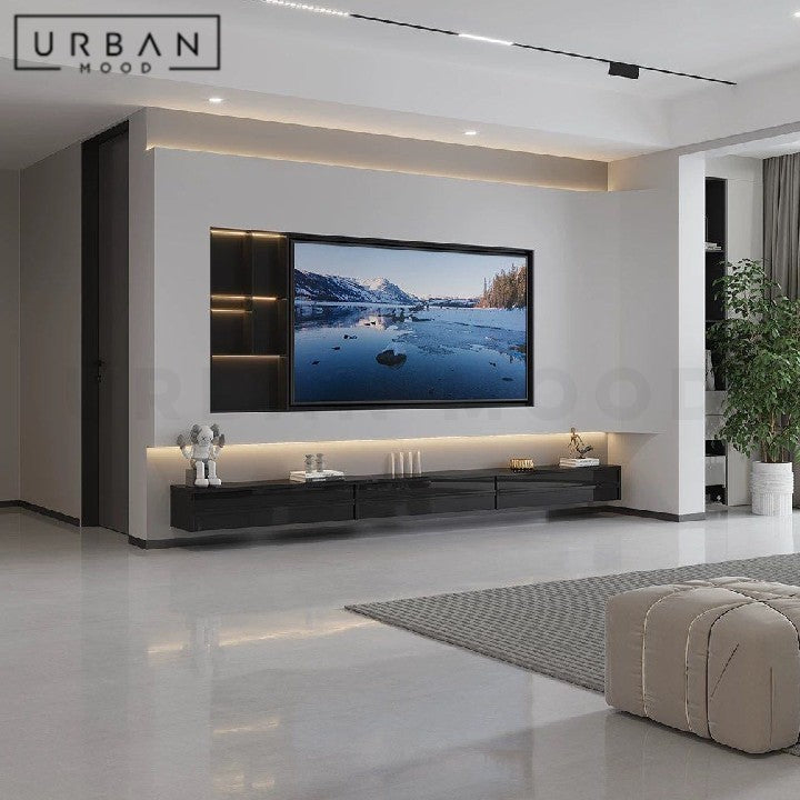 NILDA Modern Solid Wood Floating TV Console